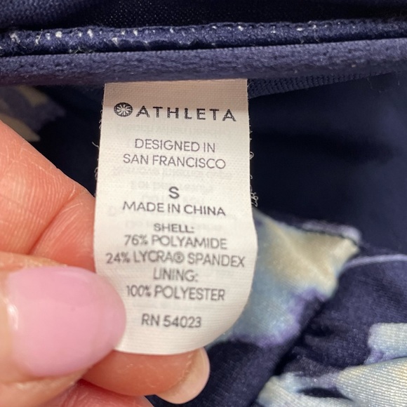 SOLD Athleta Aqualuxe Floral Loop Bikini Set Women’s Small Navy Blue Halter - Picture 12 of 16